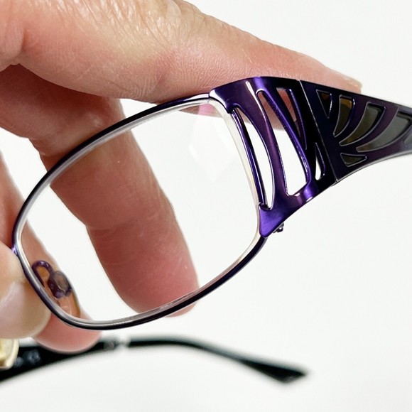 La Matta Rapsody Women Eyeglass Frame Tortoise Purple Metal Cutout 52-16-135 - Picture 7 of 16